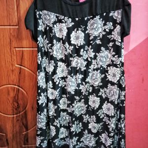 Thigh Length Soft Silk Floral Dress