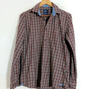 Parx Maroon Checks Shirt (Men)