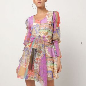 Printed Dress With Waist Tie-up