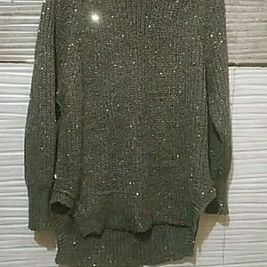 Brown Knitting Shimmery Sweater