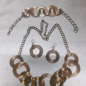 Retro Statement Jewelry Set Wire Hoops Partywear