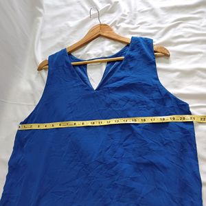 Blue V Neck Shift Dress