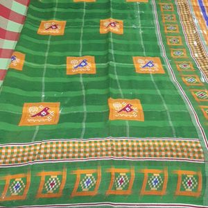 Beautiful Green Pure Cotton Saree