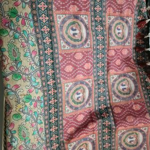 Beautiful Multicolour Art Silk Kalamkari Saree