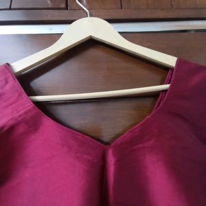 Maroon Silk Plain Kurta