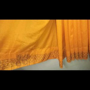 Eligent Yellow Saree With Beautiful Stone Work