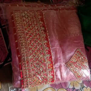 Brand New Cotton Silk Saree With Blouse Piece