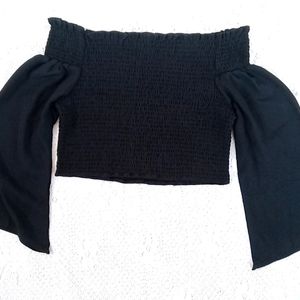 Black Off Shoulder Crop Top (Women's)