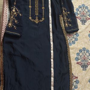 Navy Blue Embroidered Kurta