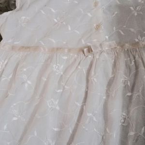 White Thread Embrodied Princess Dress