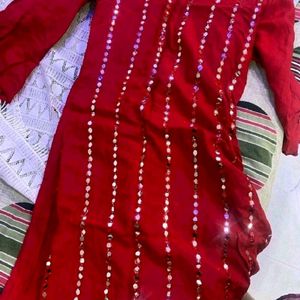 Pretty Red Mirror Kurta