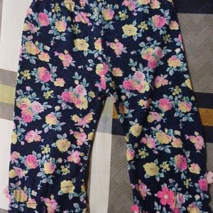 Floral Print Blue Girls' Lower