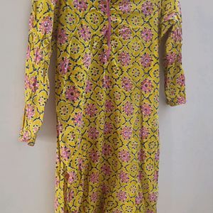 YELLOW COTTON KURTI