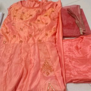 New 🌟 Anarkali Padded Dress With Bottom Dupatta