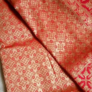 Pure Banaras Red Chilli Colour Saree.. Combo