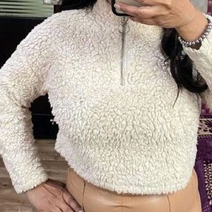 White Woolen Fur Top