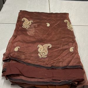 BROWN WOMEN SAREE