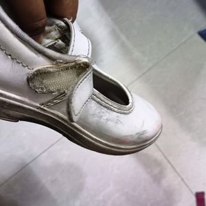 Girls White Coloured School Shoes