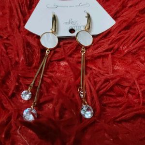 White Pearl With Diamond Earrings