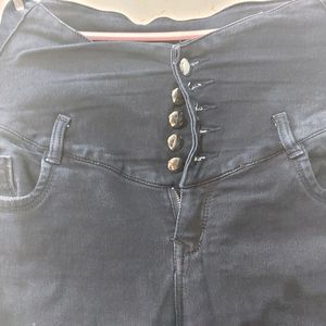 Dark Blue High Waist Skinny Distressed Jeans