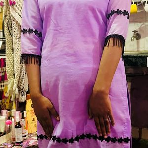 Lavender Kurti With Lace