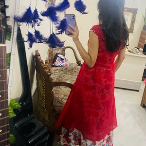 Navratri Red Floral Kurti 😍