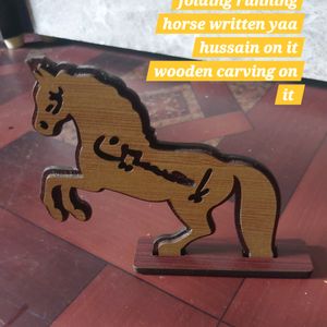 Yaa Hussain  Carving On Wood Running Horse