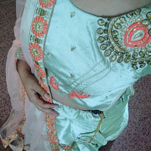 3piece PistachioColored Festive LehengaCholi