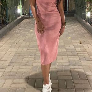 Turtle Neck Pink Dress