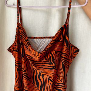 Animal Print Side Slit Dress - Rust