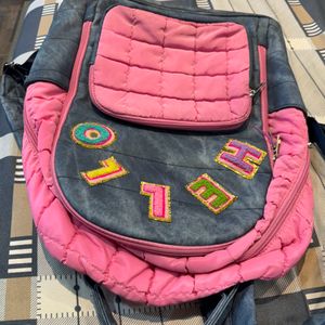 Pink And Grey Beautiful School Bag For Girls