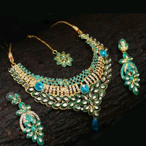 Stone-Studded Gold-Plated Necklace Set