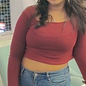 Red Fitted Crop Top