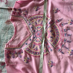 Georgette Pink Chikankari Kurta