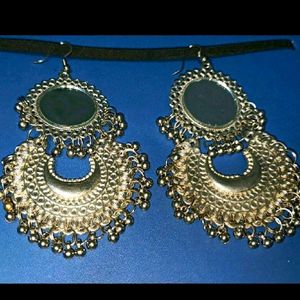 Big ‼️ Oxidised Mirror Earrings @❗₹40