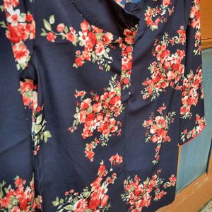 Navy Blue Floral Top