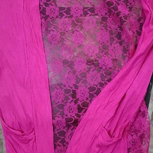 Open Front Pink Shrug