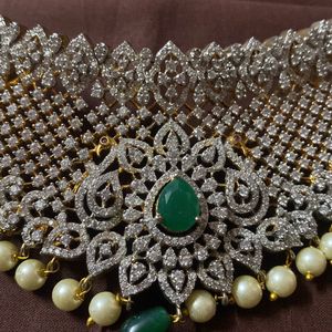 CZ CHOKER WITH PEARLS