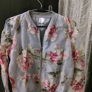 Korean Sheer Sleeves Floral Jacket