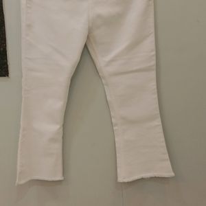 WOMEN WHITE COLOURED BOOTCUT JEANS