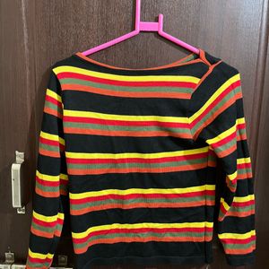 Striped boat Neck Top