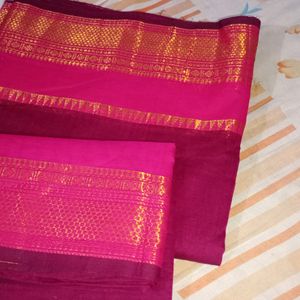 New Chettinad Cotton Saree With 1m Blouse Pc