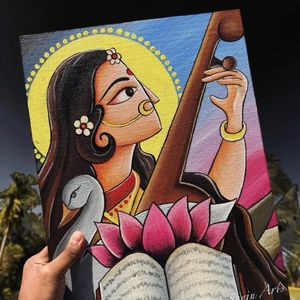 Saraswati Mata Canvas Painting