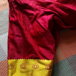 Wedding Cotton Silk Saree With Stitched Blouse