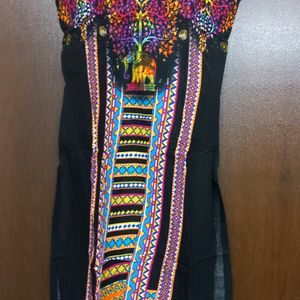 Black Multicolored Kurti