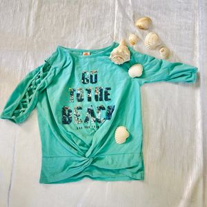 Turquoise Blue Sequenced Top+ Free Suprise Gift