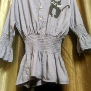 Grey Stylish Shirt Top Waist Free Size