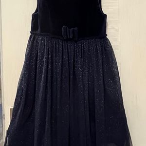 Part Wear Velvet And Shimmer Dress In Navy