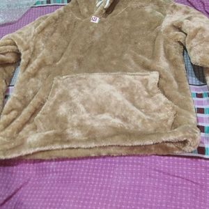 Women Crop Top Fur Hoody Winters