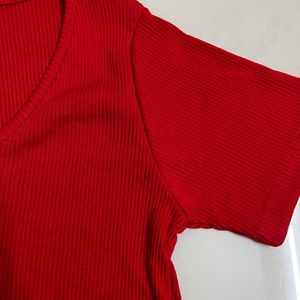 V-neck Red Top